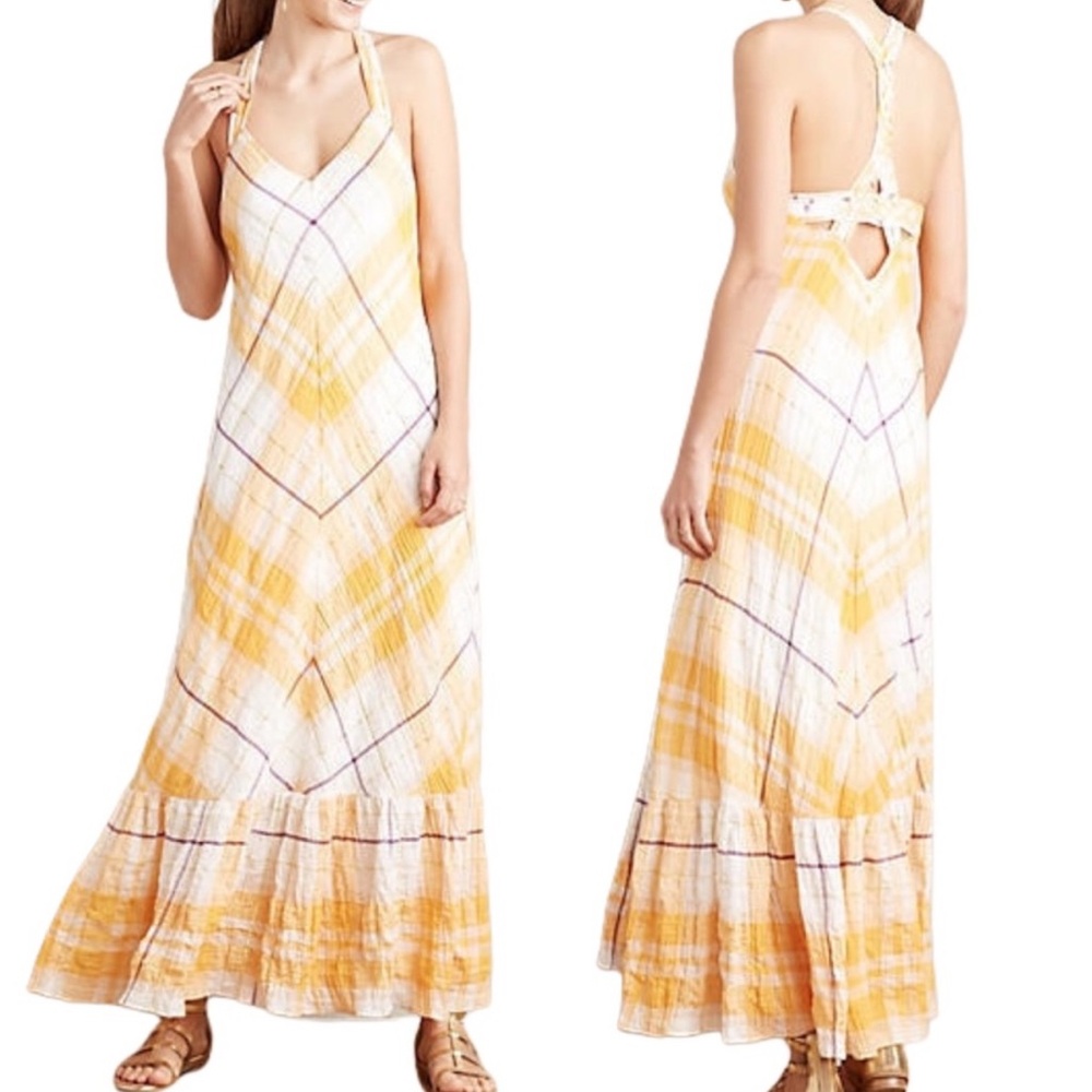 Anthropologie Holding Horses Clementine Metallic Plaid Maxi Dress - Picture 3 of 12
